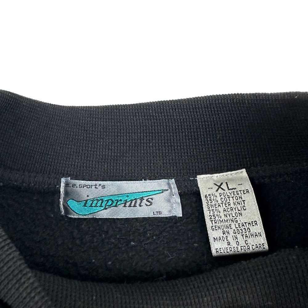 Vintage Leather Knit Double Collar Crewneck Sweat… - image 3